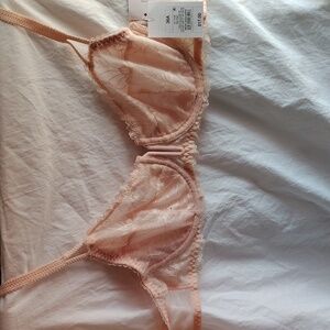 Auden Lace Bra in Soft Peach- Shear, No Padding. See through.